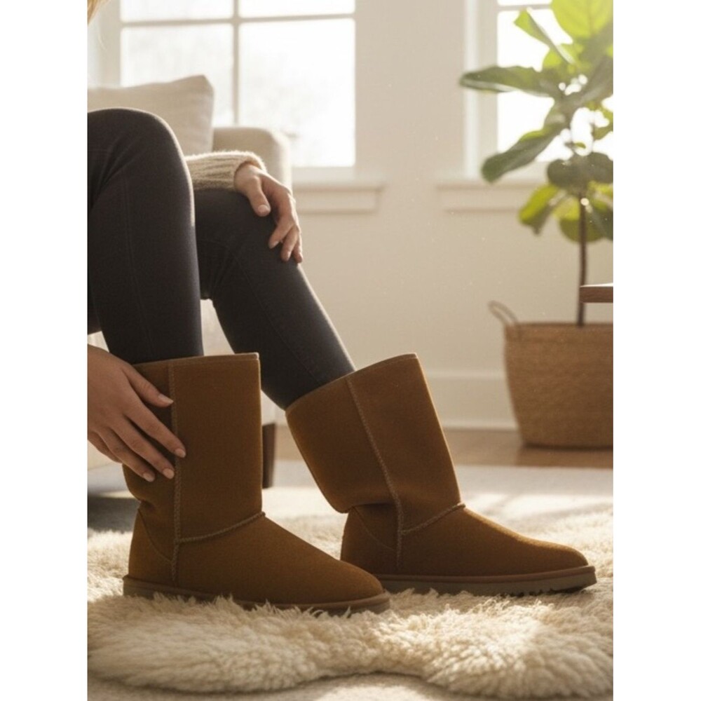 Koolaburra by UGG Women's Brown Suede Sheepskin Lined Faux Fur Koola Tall Boots